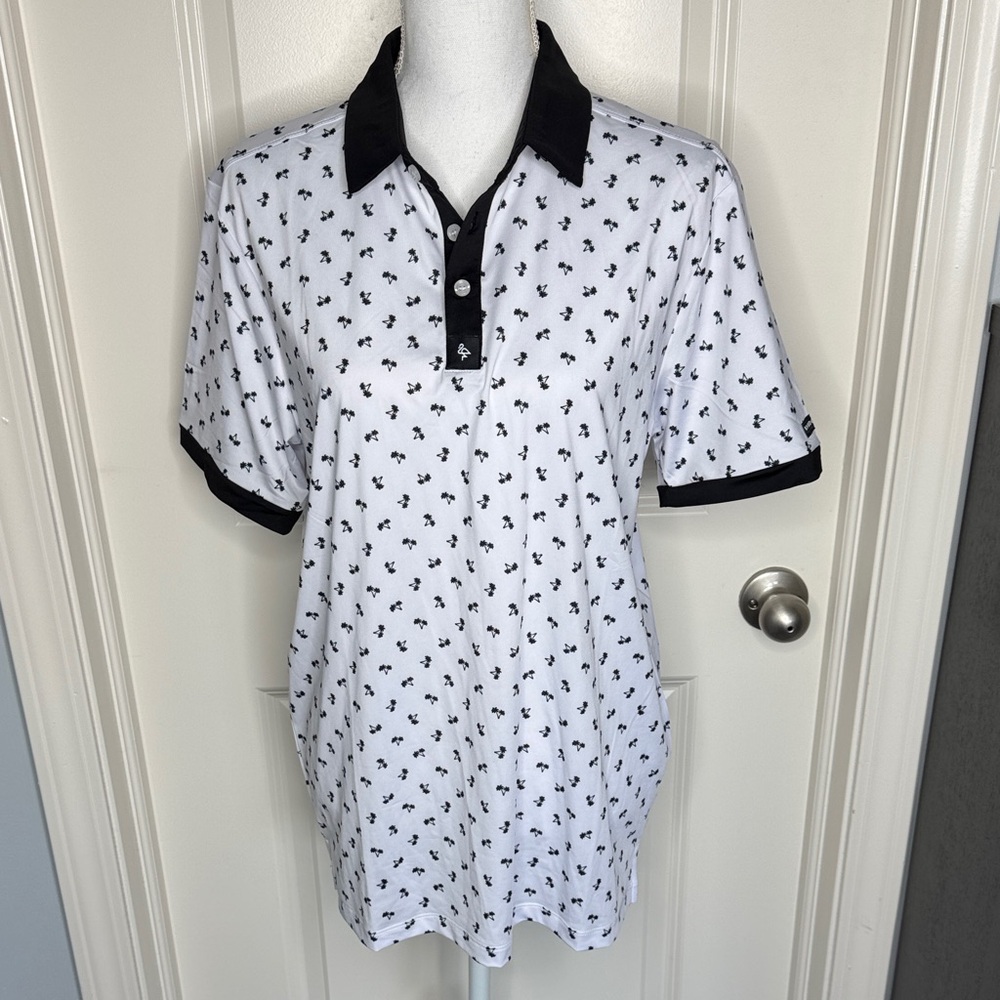 NWOT Byrd Gang Black and White Polo size small